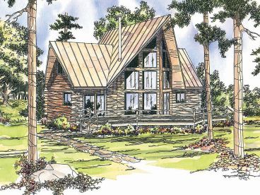 A-Frame Log House Plan, 051L-0002