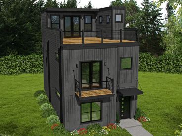 Narrow Modern House Plan, 062H-0199